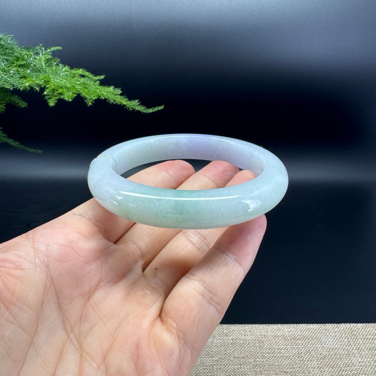 Genuine Burmese Lavender Green Jade Jadeite Bangle Bracelet ( 60.9mm )