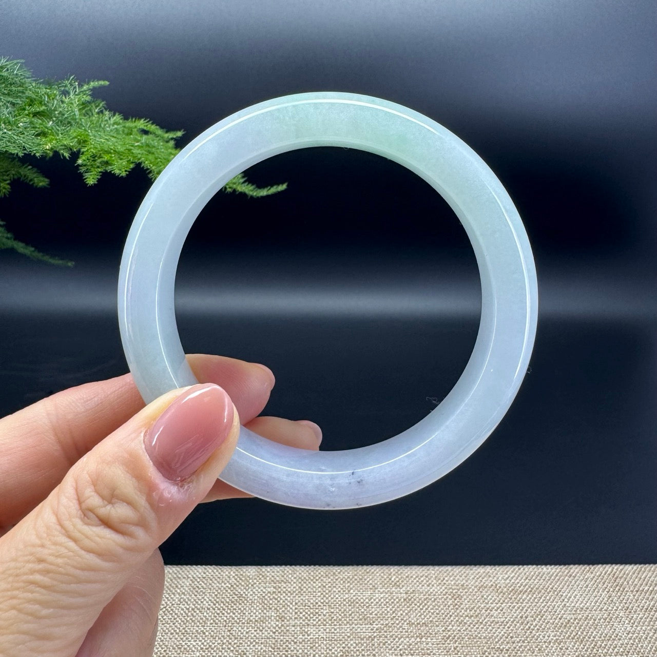Genuine Burmese Lavender Green Jade Jadeite Bangle Bracelet ( 60.9mm )