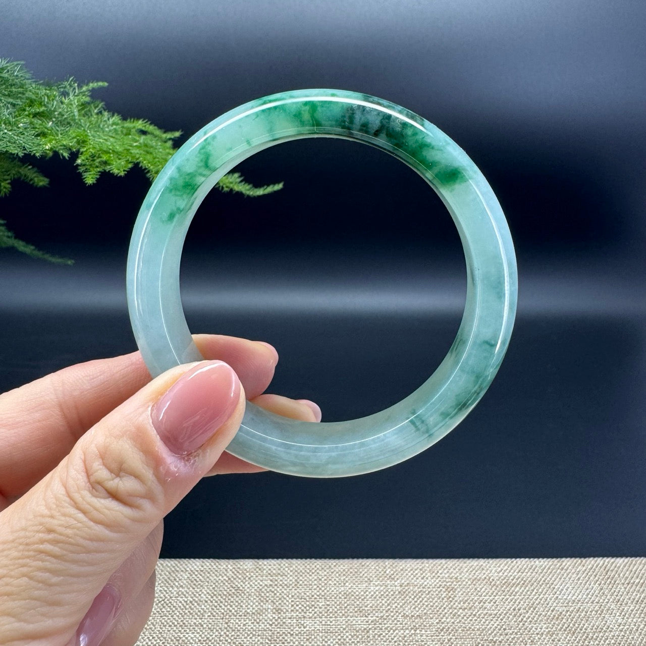 Genuine Burmese Icy Green Jade Jadeite Bangle Bracelet (57.2mm)