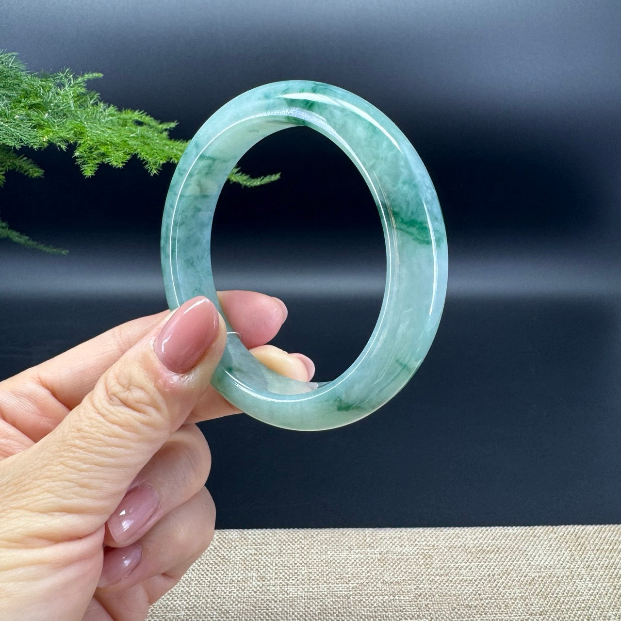 Genuine Burmese Green Jade Jadeite Bangle Bracelet (57.5mm)