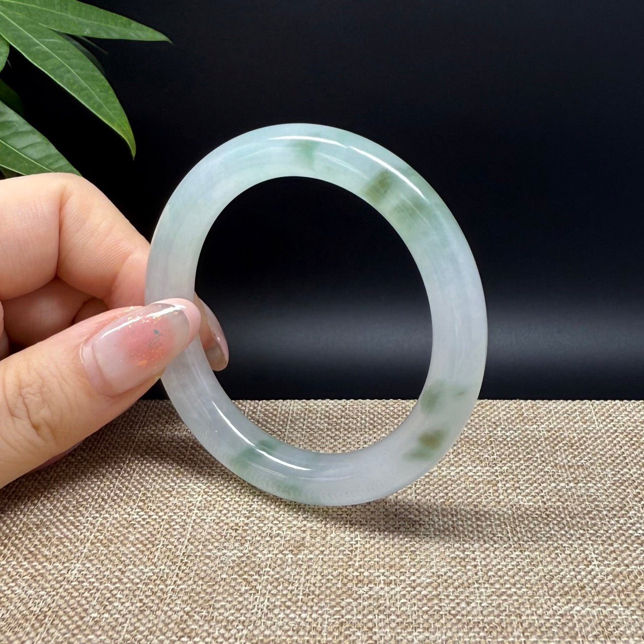 High end  Burmese Icy Green Jade Jadeite Bangle Bracelet ( 51mm )