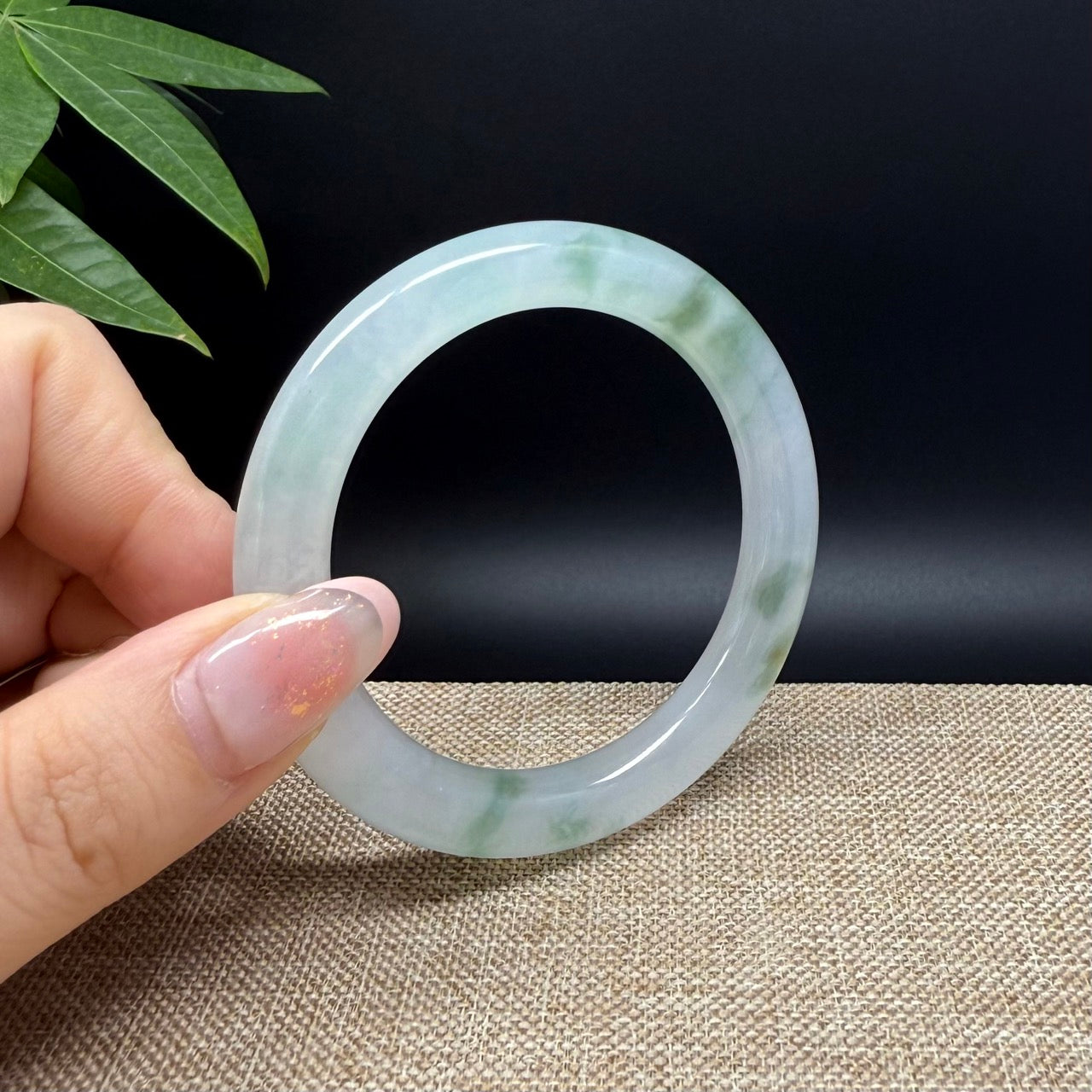 High end  Burmese Icy Green Jade Jadeite Bangle Bracelet ( 51mm )