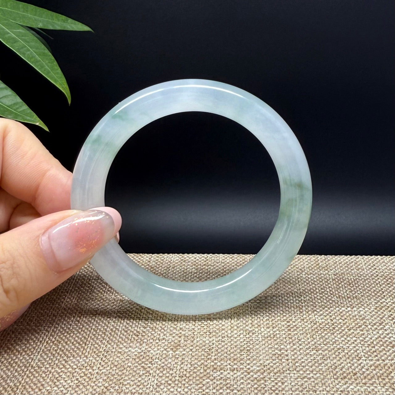 High end  Burmese Icy Green Jade Jadeite Bangle Bracelet ( 51mm )
