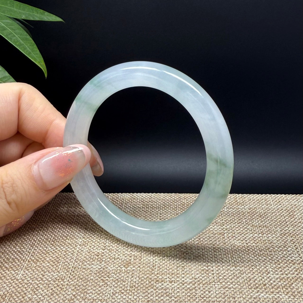 High end  Burmese Icy Green Jade Jadeite Bangle Bracelet ( 51mm )