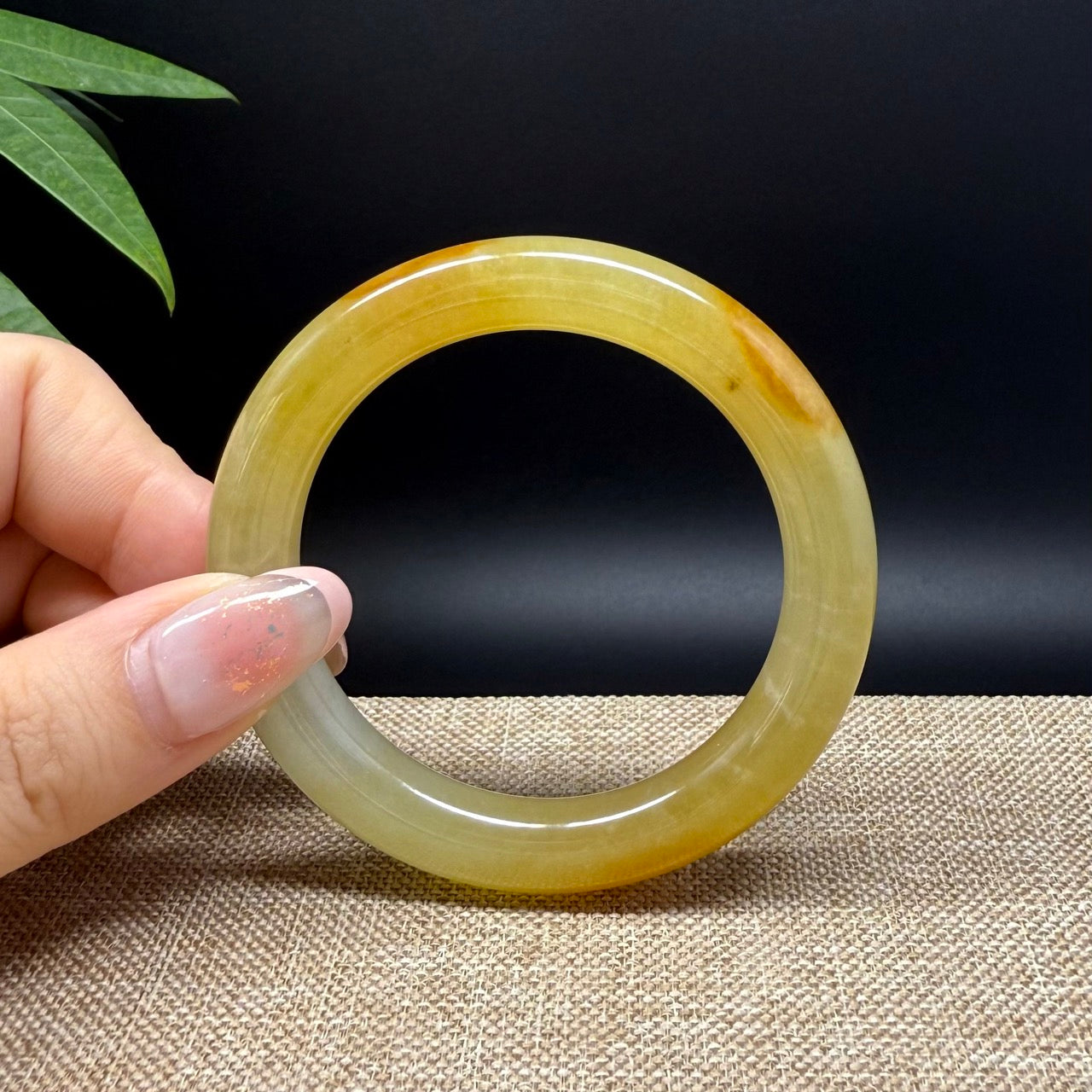 High end  Burmese Icy Yellow Jade Jadeite Bangle Bracelet ( 50.7mm )