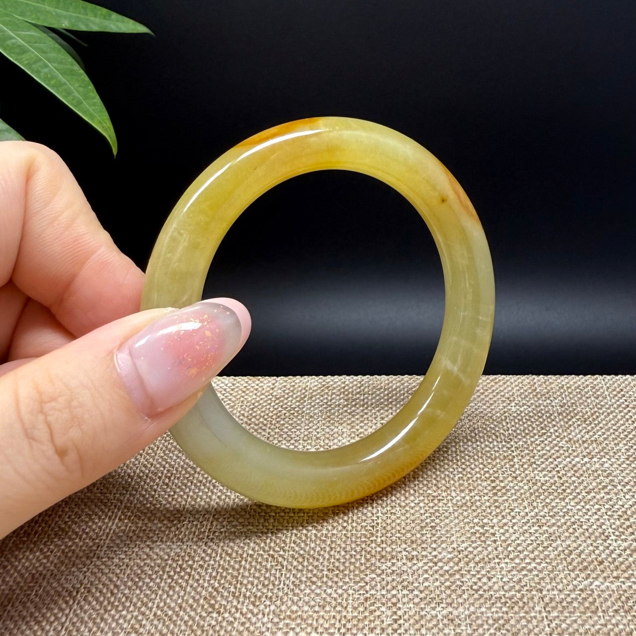 High end  Burmese Icy Yellow Jade Jadeite Bangle Bracelet ( 50.7mm )