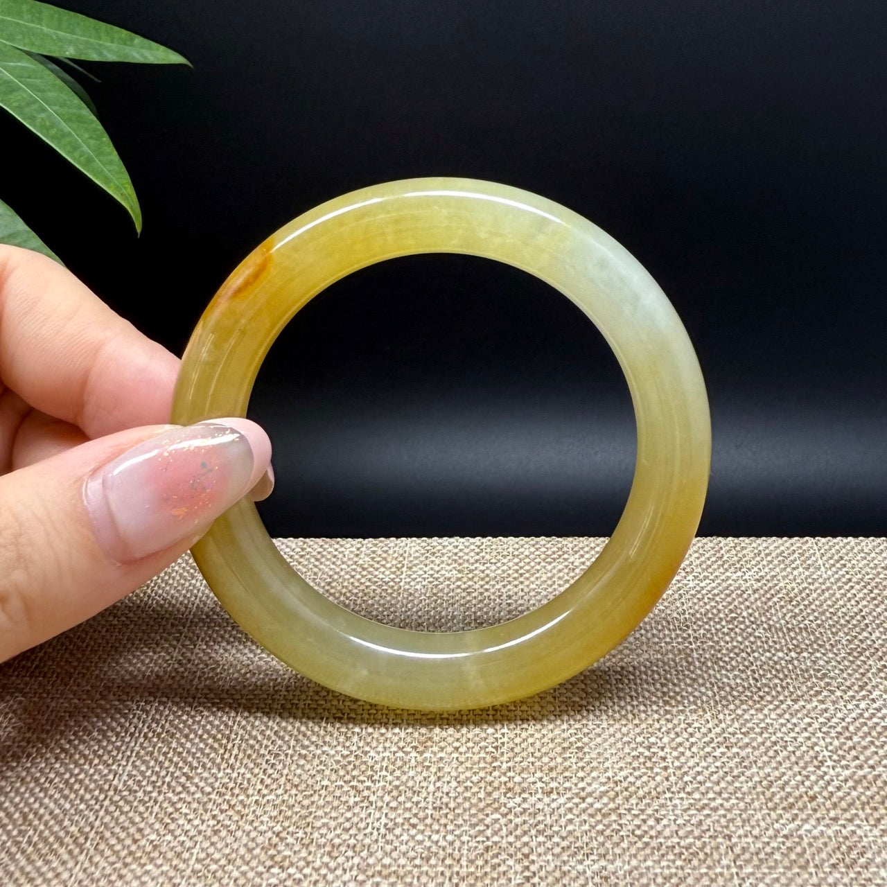 High end  Burmese Icy Yellow Jade Jadeite Bangle Bracelet ( 50.7mm )