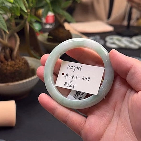 "Live" Natural Green Jadeite Jade Comfort-Fit Bangle (03/13/26)