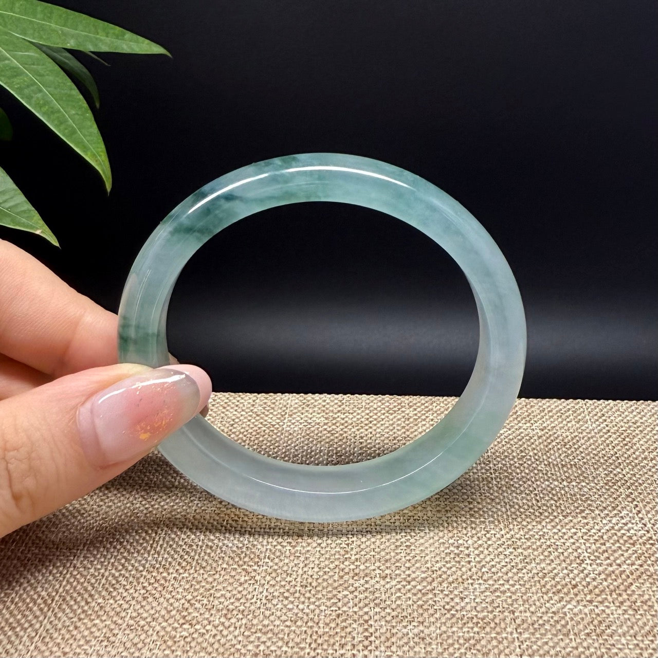 Genuine Burmese Icy Green Jade Jadeite Bangle Bracelet ( 57.3*50.8mm )