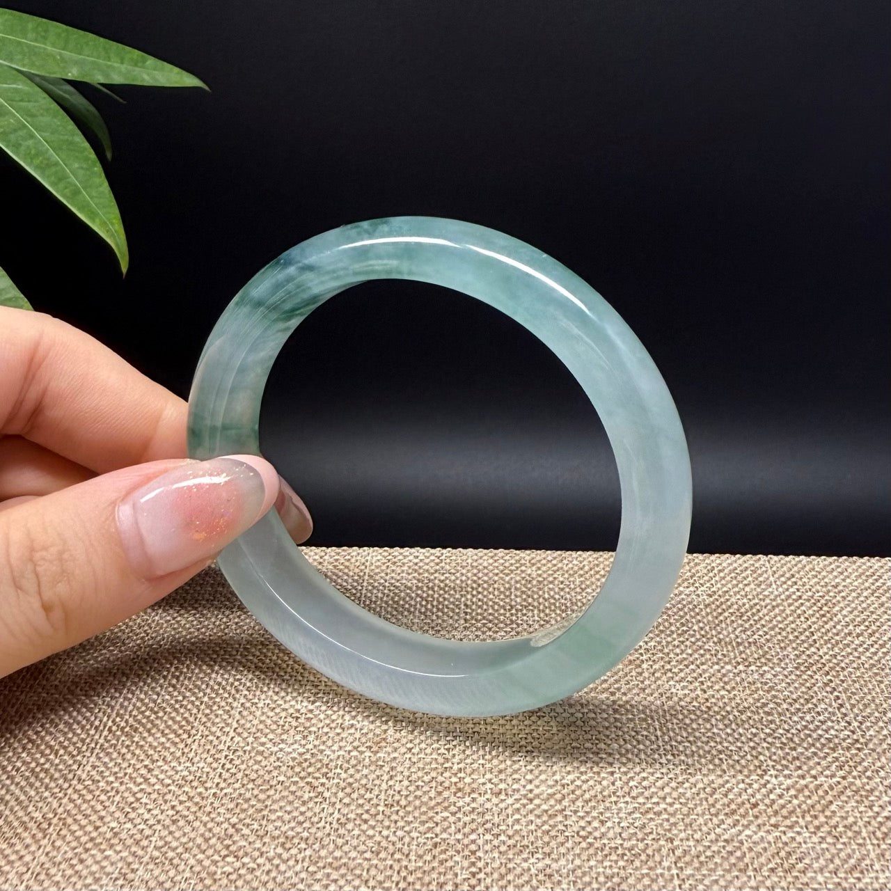 Genuine Burmese Icy Green Jade Jadeite Bangle Bracelet ( 57.3*50.8mm )