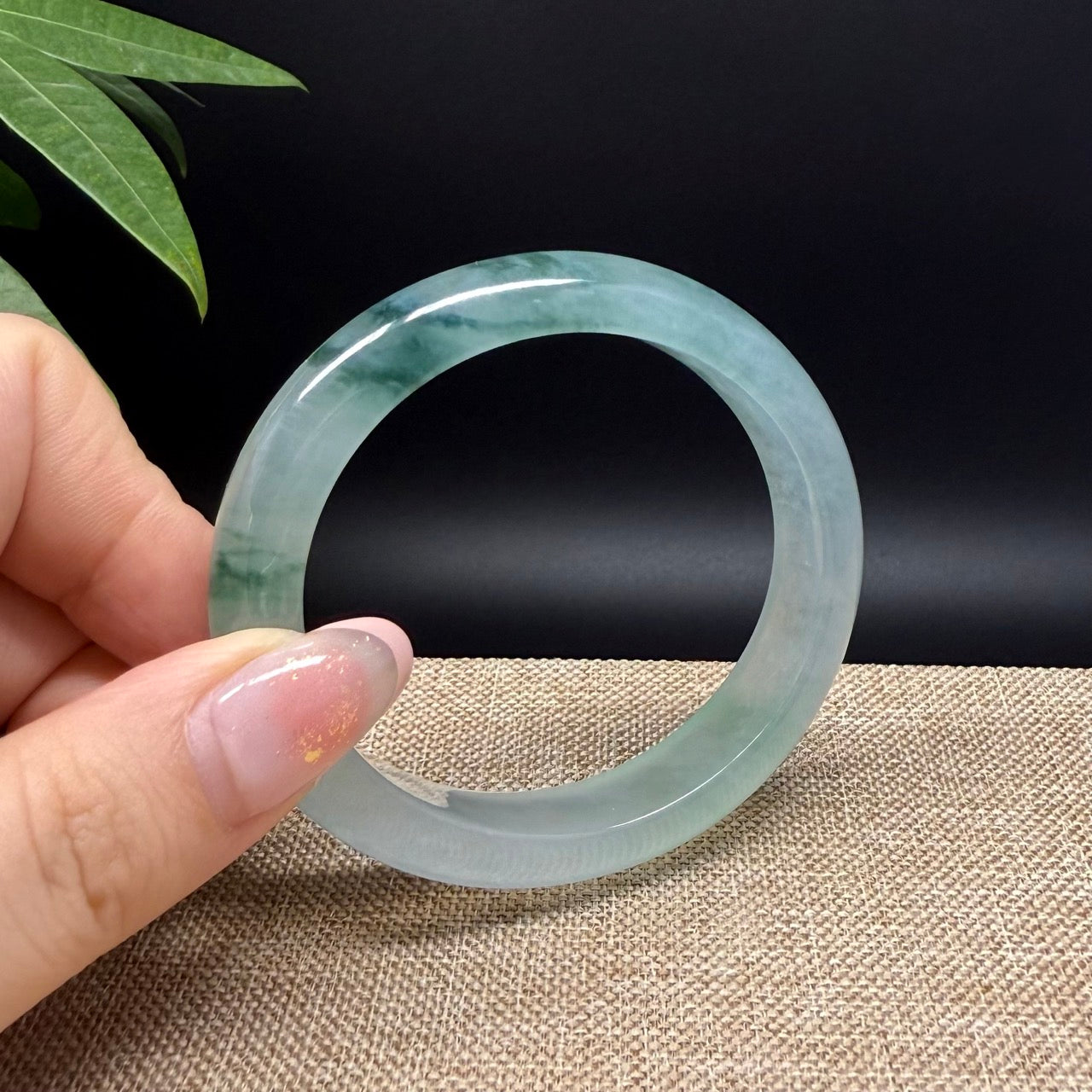 Genuine Burmese Icy Green Jade Jadeite Bangle Bracelet ( 57.3*50.8mm )