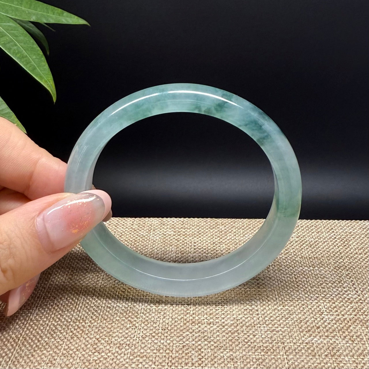 Genuine Burmese Icy Green Jade Jadeite Bangle Bracelet ( 57.3*50.8mm )