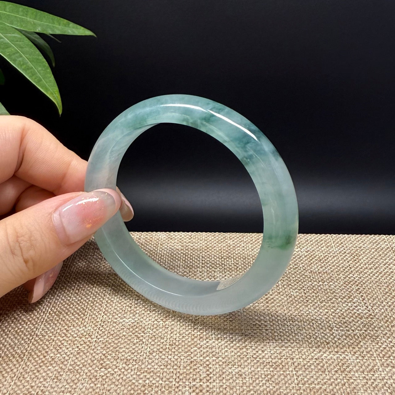 Genuine Burmese Icy Green Jade Jadeite Bangle Bracelet ( 57.3*50.8mm )