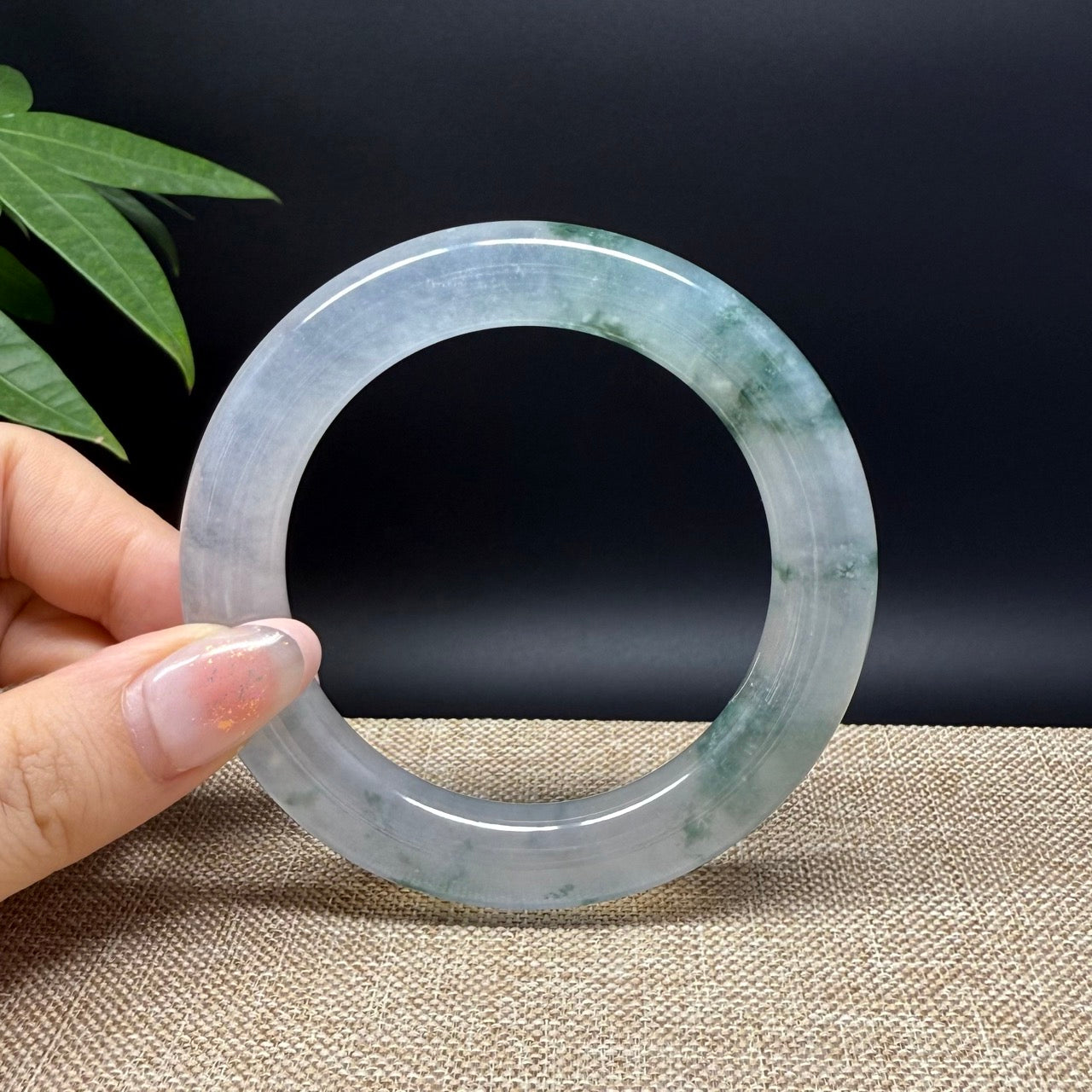 Genuine Burmese Icy Green Jade Jadeite Bangle Bracelet ( 56.7mm )