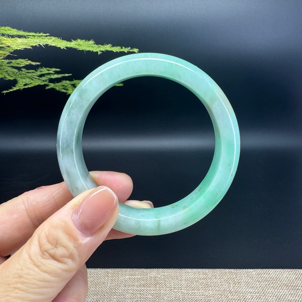 High end Genuine Burmese Apple Green Jade Jadeite Bangle Bracelet ( 54.6mm )