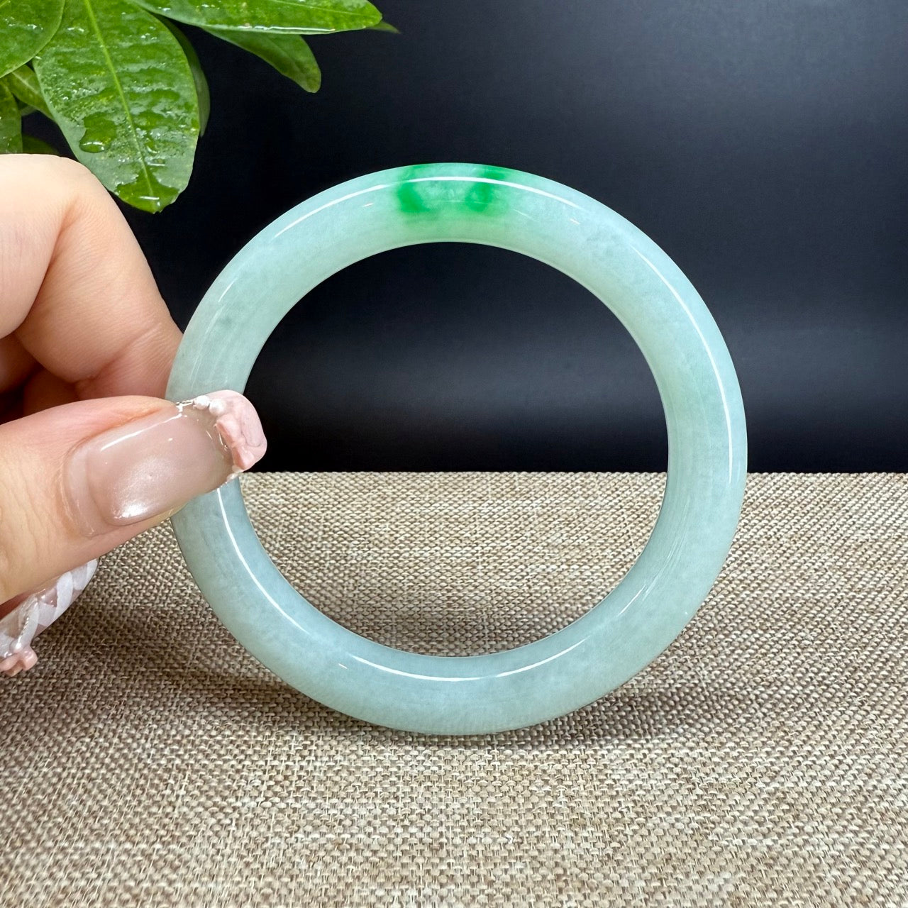 Genuine Burmese Green Jade Jadeite Bangle Bracelet ( 54.5mm )