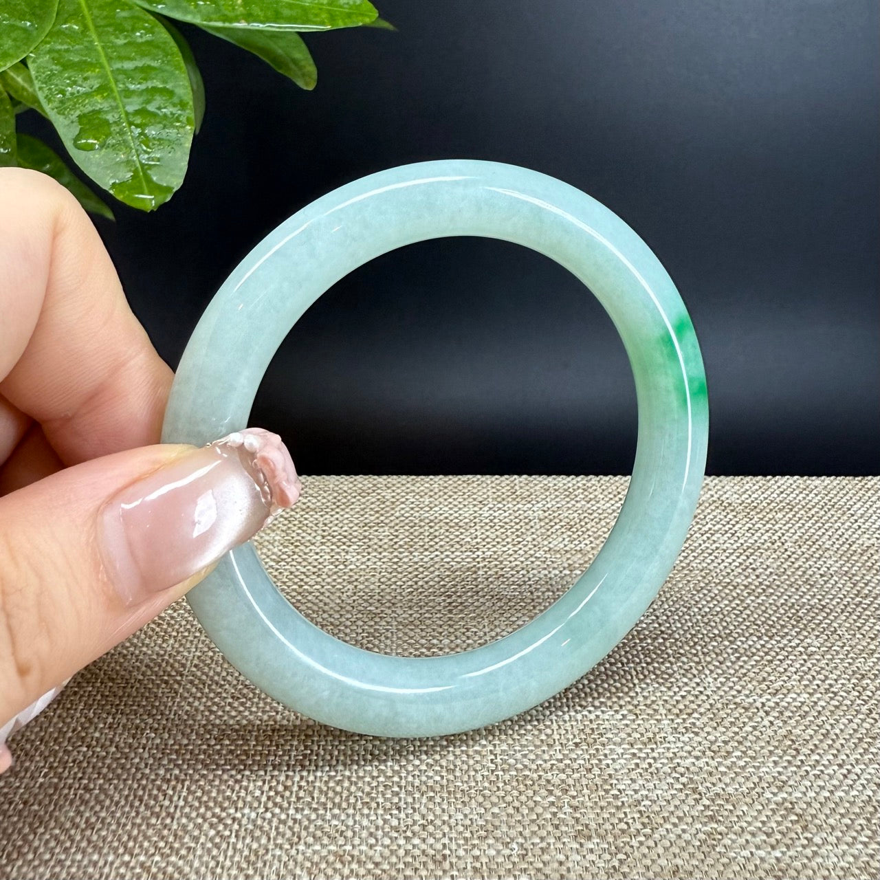 Genuine Burmese Green Jade Jadeite Bangle Bracelet ( 54.5mm )