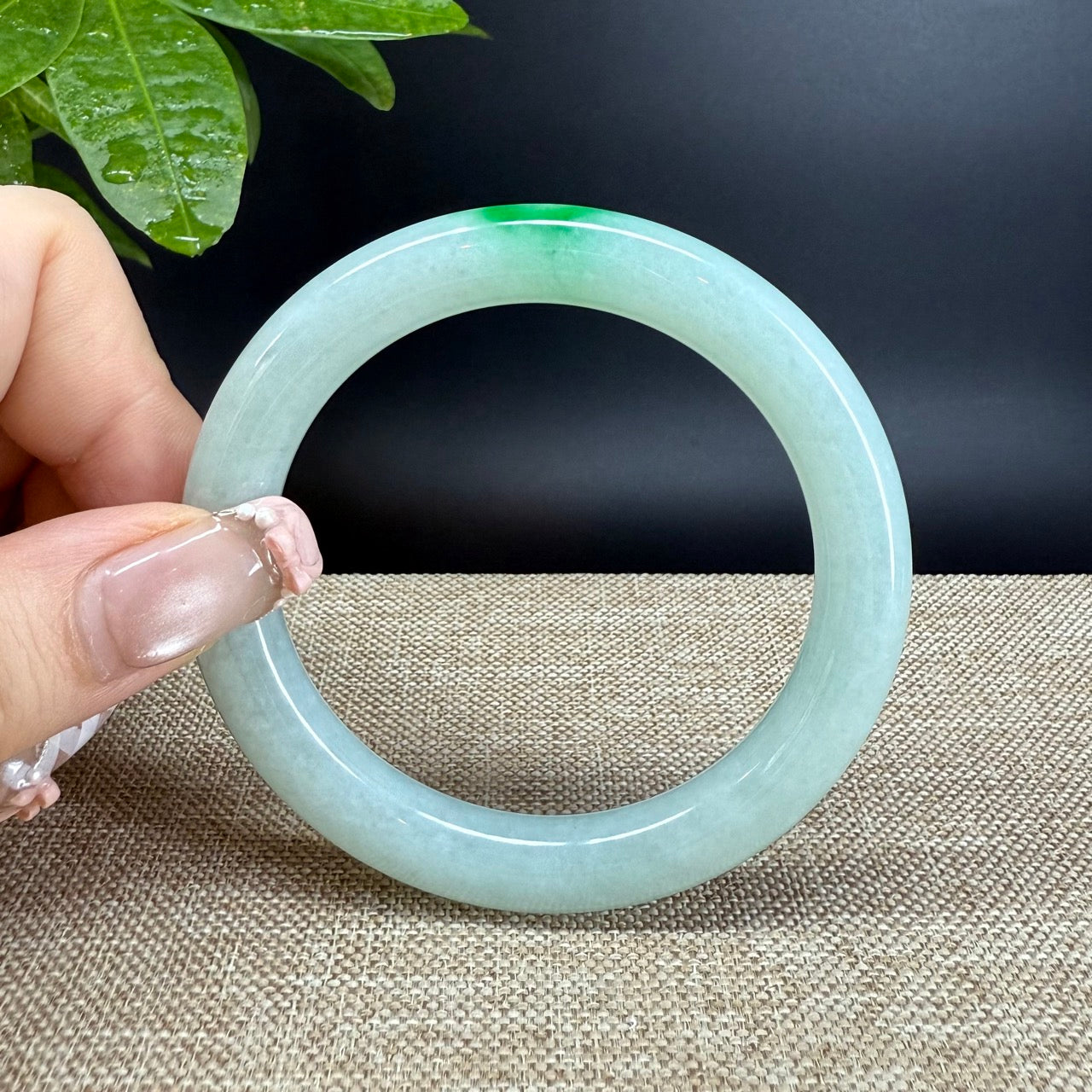 Genuine Burmese Green Jade Jadeite Bangle Bracelet ( 54.5mm )