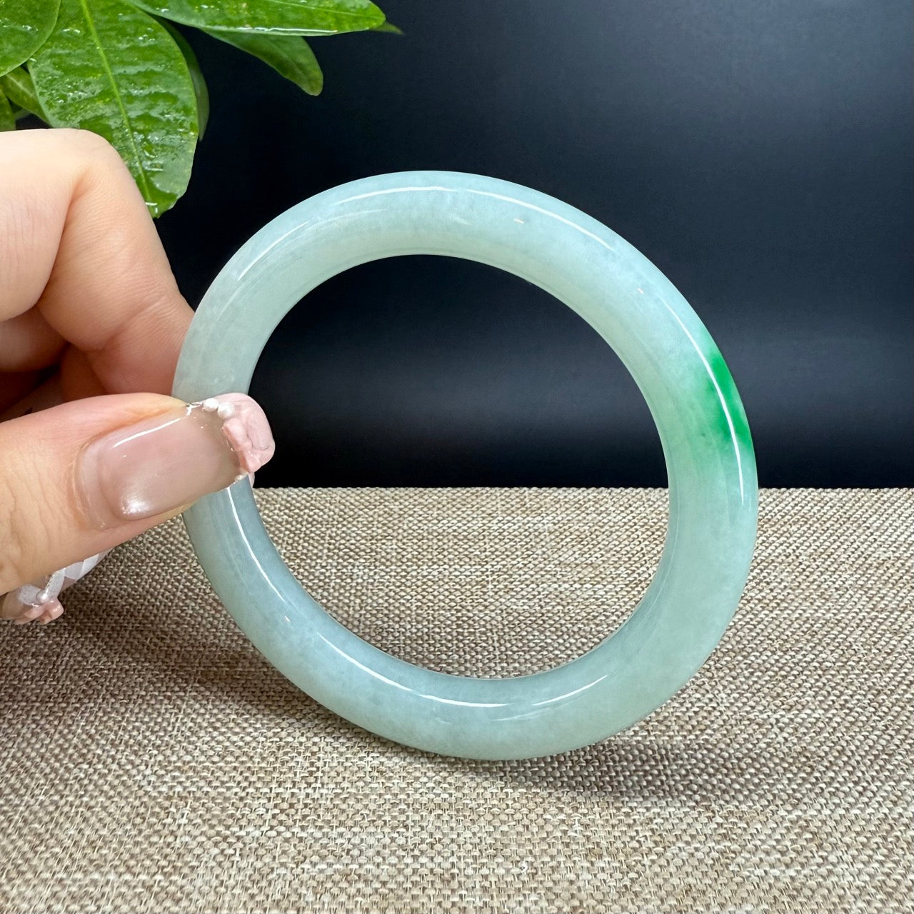 Genuine Burmese Green Jade Jadeite Bangle Bracelet ( 54.5mm )