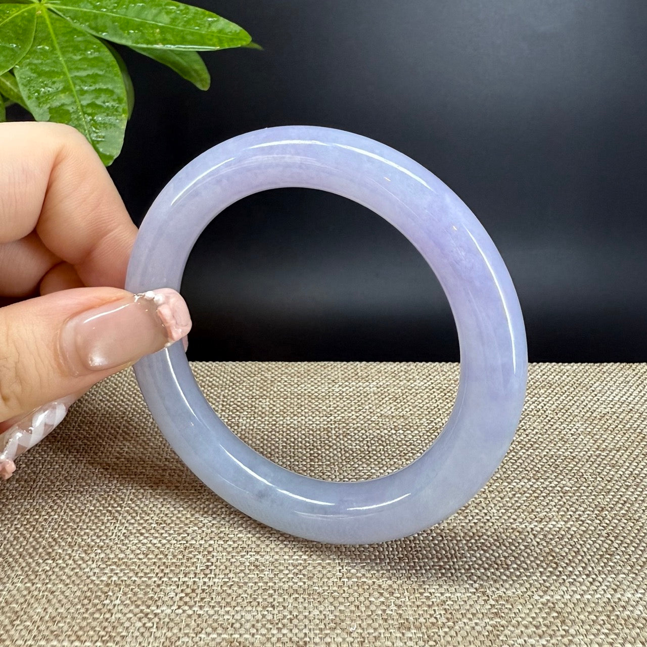Genuine Burmese Lavender Jade Jadeite Bangle Bracelet ( 55.2mm )