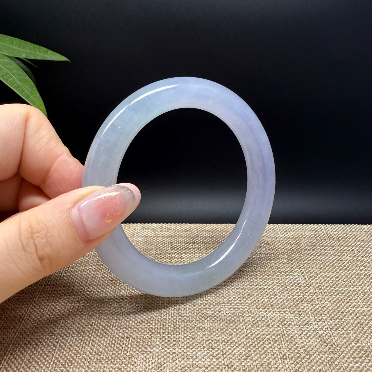 Genuine Burmese Icy Lavender Green Jade Jadeite Bangle Bracelet ( 56.7mm )