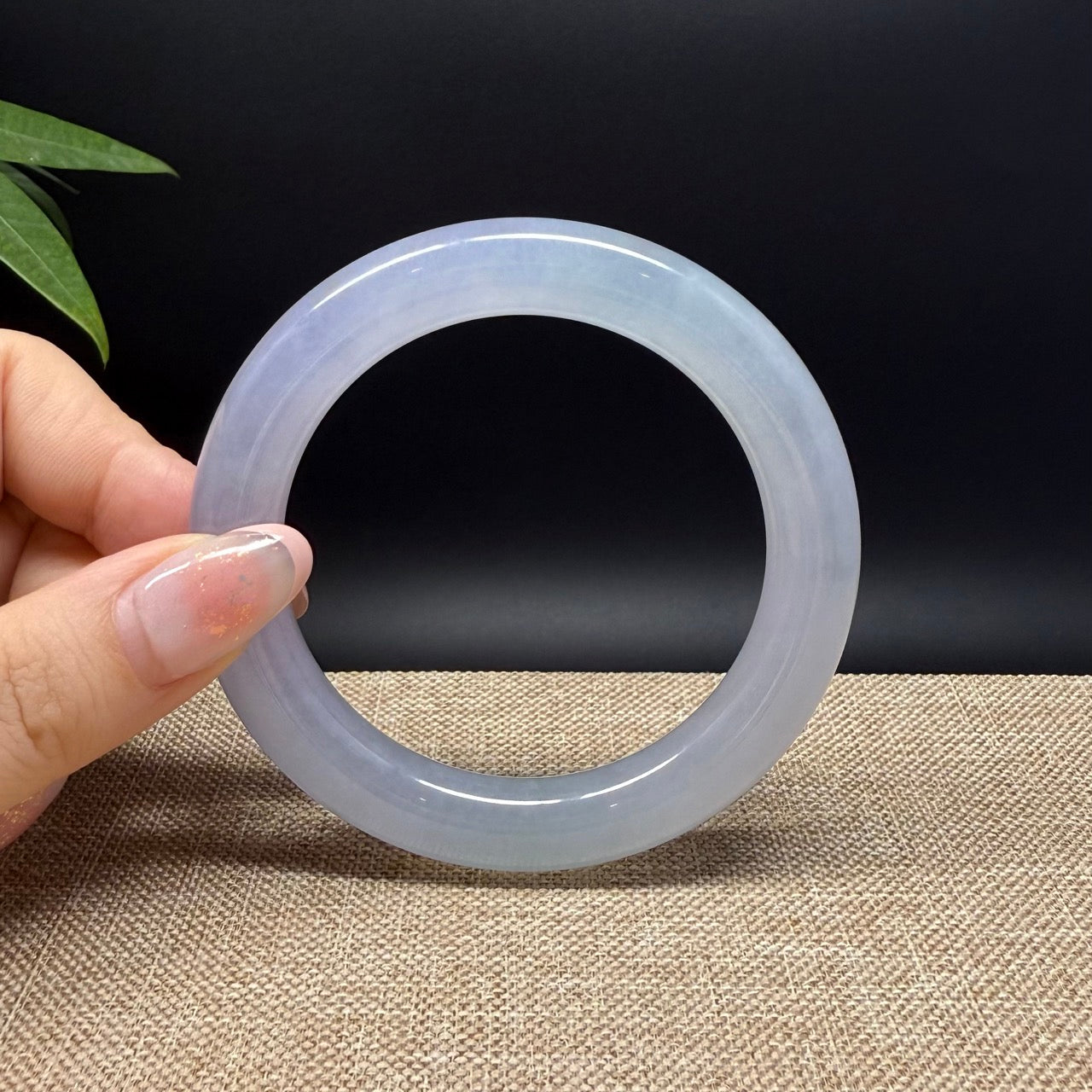 Genuine Burmese Icy Lavender Green Jade Jadeite Bangle Bracelet ( 56.7mm )