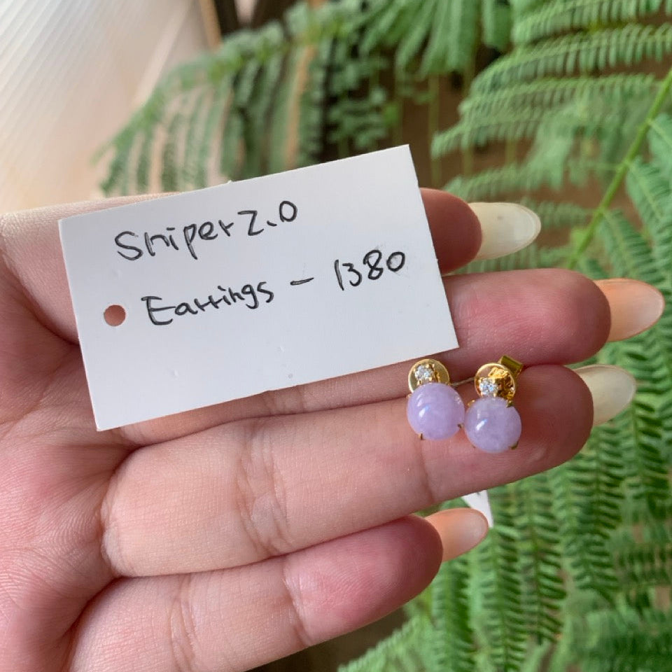 "Live" Light Lavender Jadeite Jade Earring (11/22/25)
