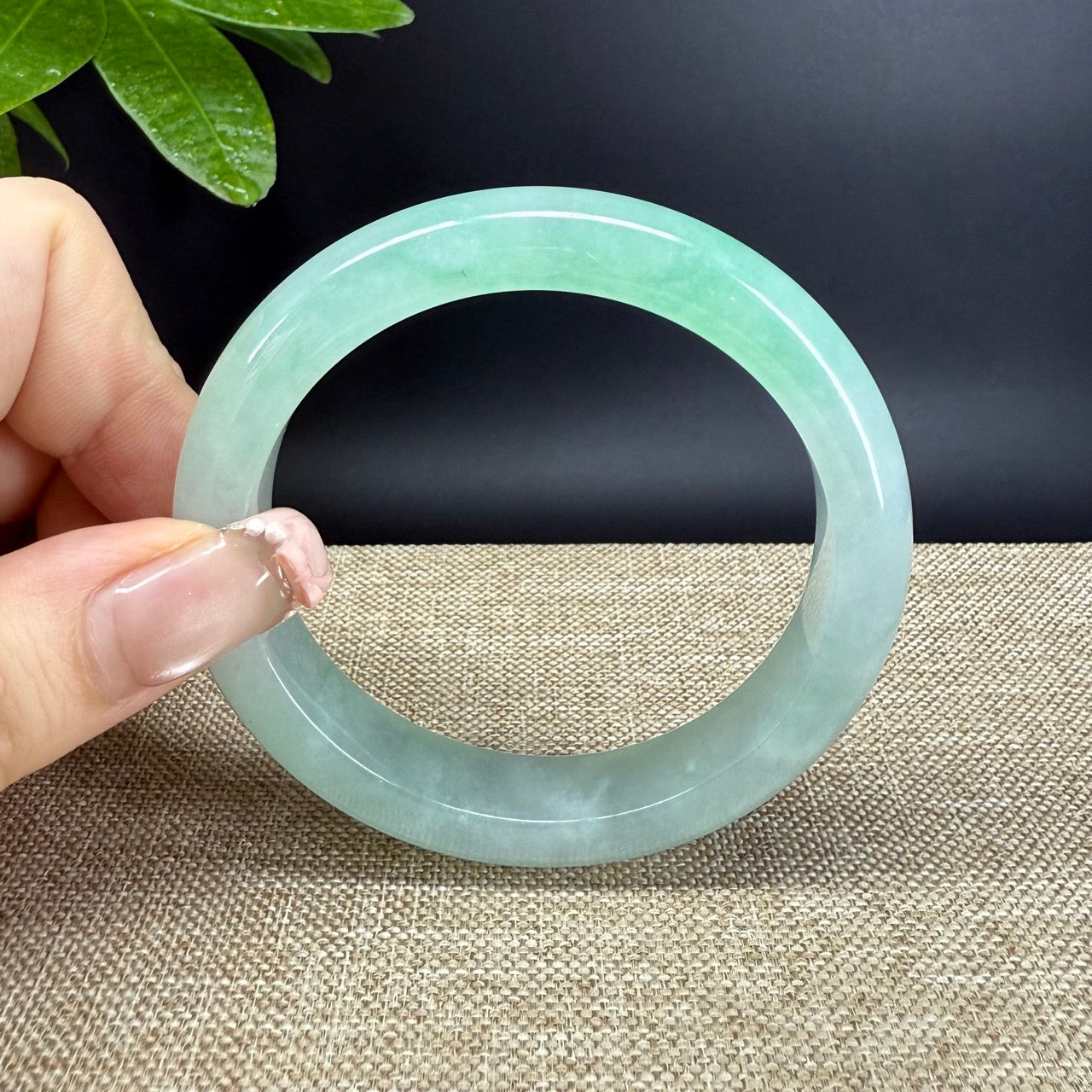 Genuine Burmese Icy Green Jade Jadeite Bangle Bracelet ( 56.5mm )