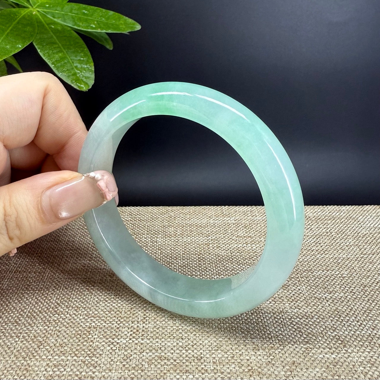 Genuine Burmese Icy Green Jade Jadeite Bangle Bracelet ( 56.5mm )