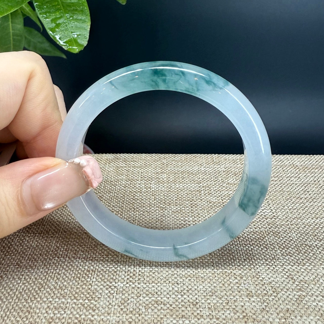Genuine Burmese Icy Green Jade Jadeite Bangle Bracelet (51.5mm)