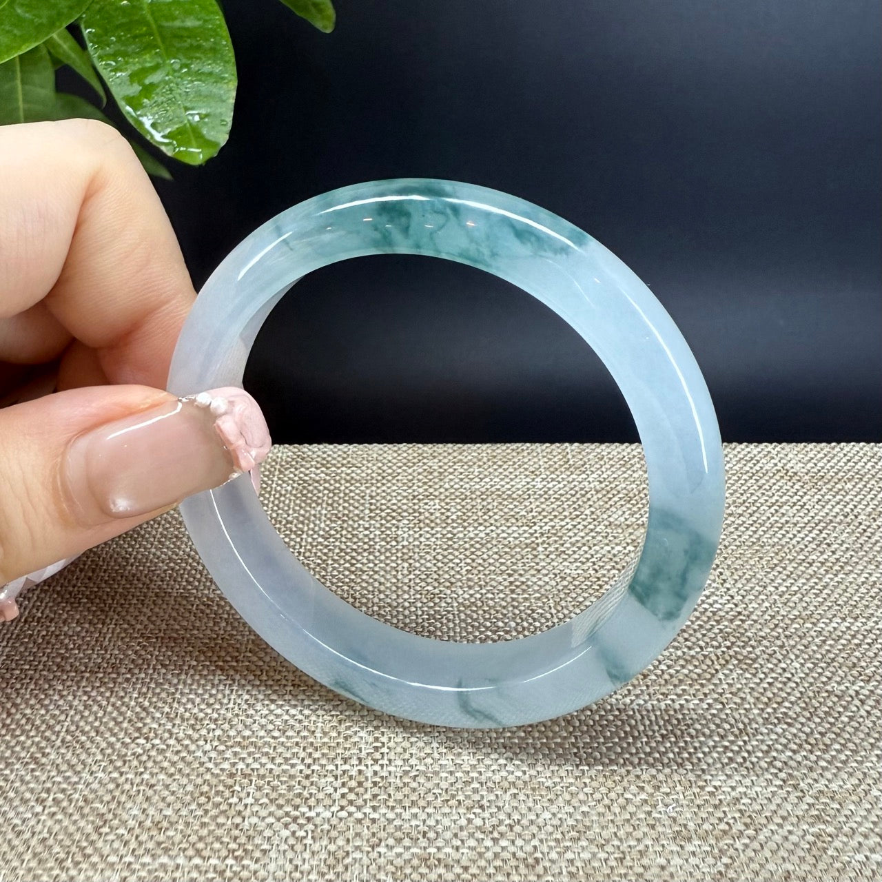 Genuine Burmese Icy Green Jade Jadeite Bangle Bracelet (51.5mm)