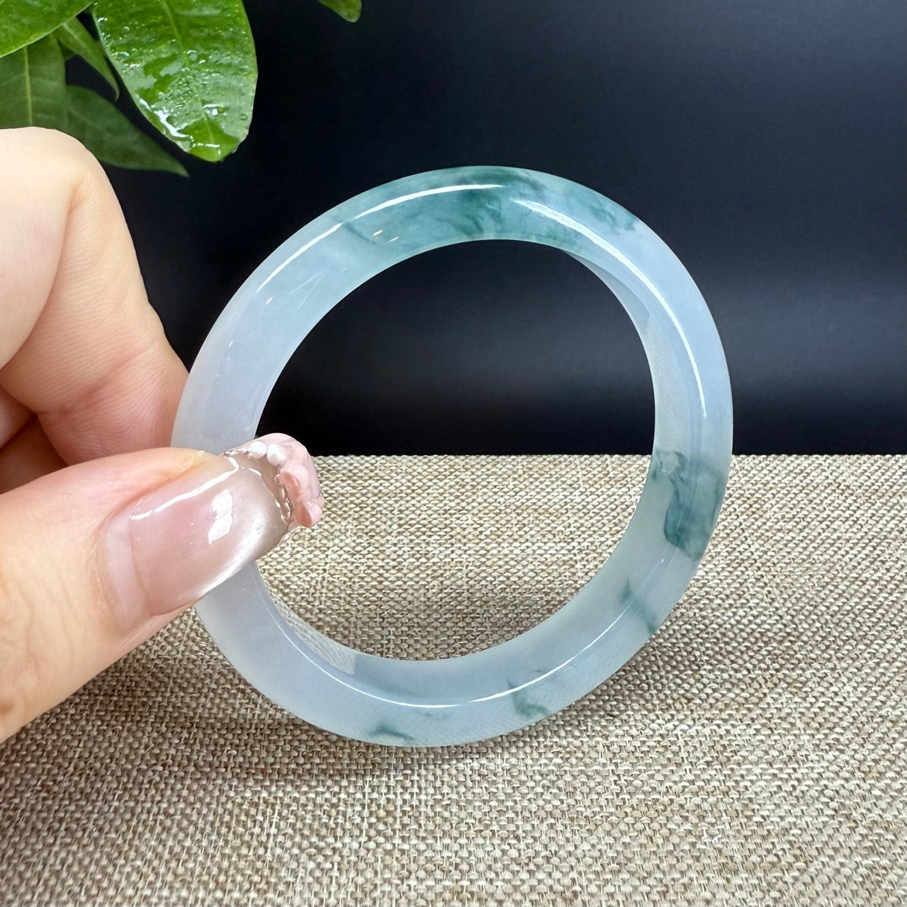 Genuine Burmese Icy Green Jade Jadeite Bangle Bracelet (51.5mm)