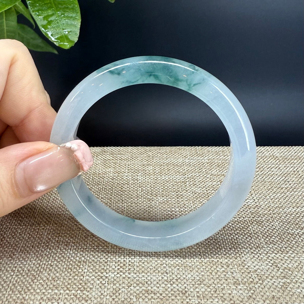 Genuine Burmese Icy Green Jade Jadeite Bangle Bracelet (51.5mm)