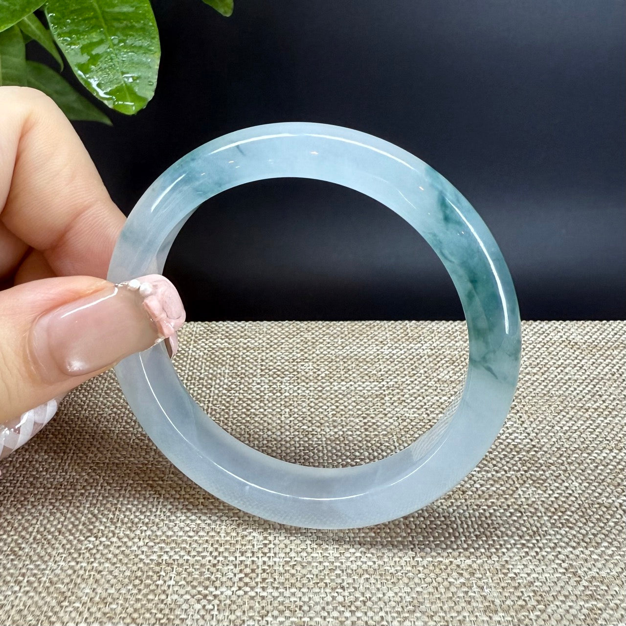 Genuine Burmese Icy Green Jade Jadeite Bangle Bracelet (51.5mm)