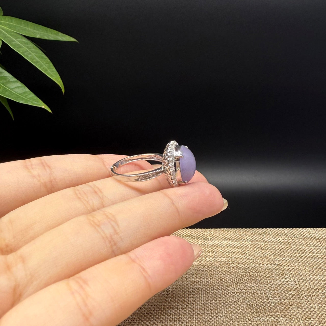 RealJade® "Signature Signet" 18K White Gold Lavender Jadeite Jade Classic Ring