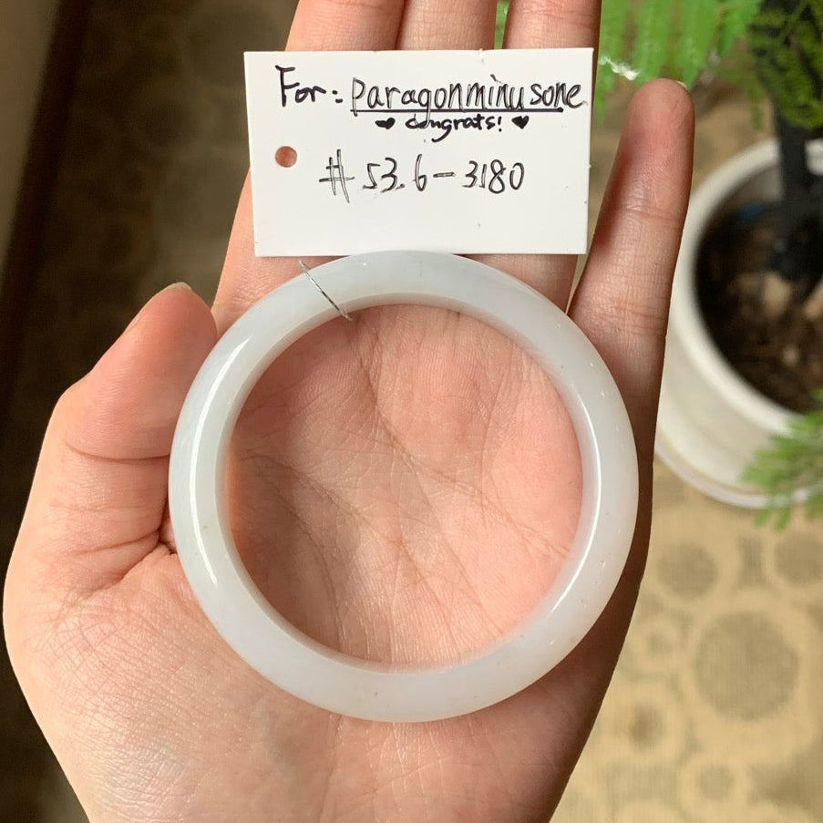"Live" Natural Icy Jadeite Jade Comfort-Fit Bangle (03/20/26)