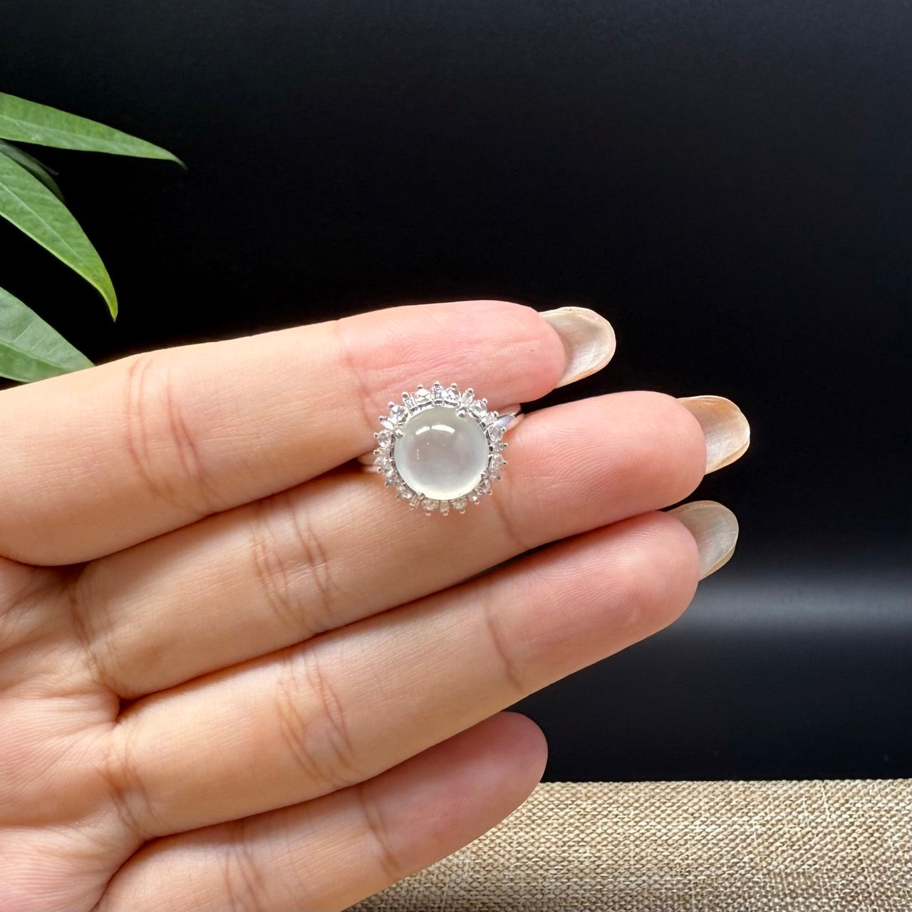 RealJade® "Signature Signet" 18K White Gold Icy Jadeite Jade Ring
