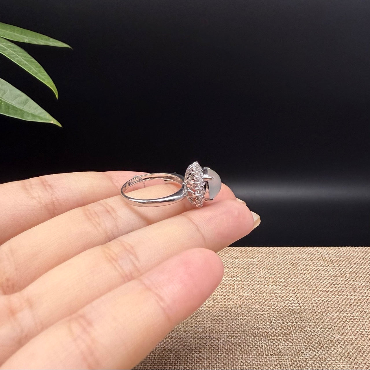 RealJade® "Signature Signet" 18K White Gold Icy Jadeite Jade Ring