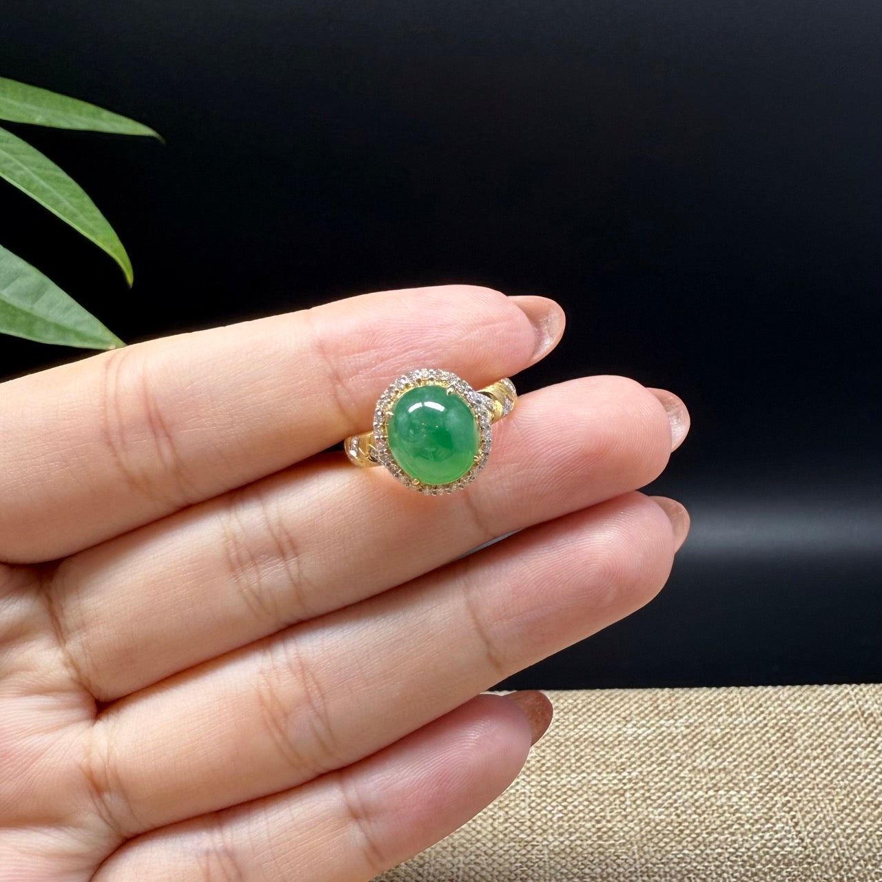 RealJade® "Signature Signet" 18K Yellow Gold Green Jadeite Jade Ring