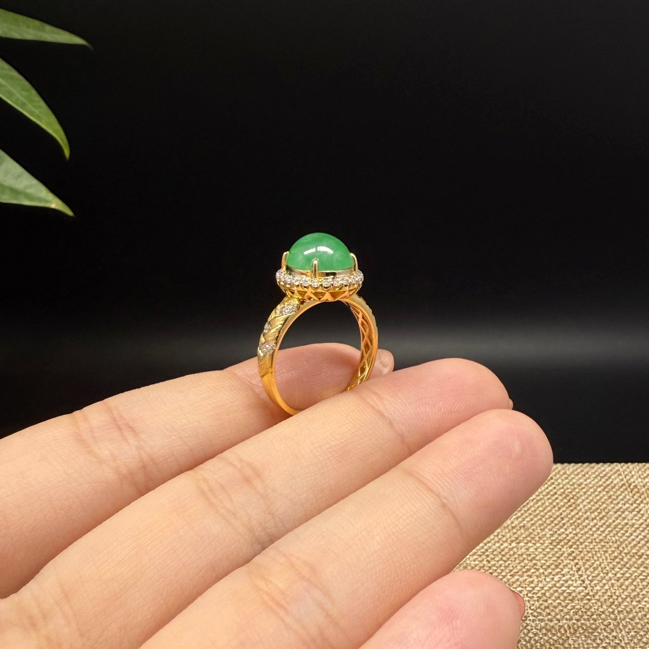 RealJade® "Signature Signet" 18K Yellow Gold Green Jadeite Jade Ring
