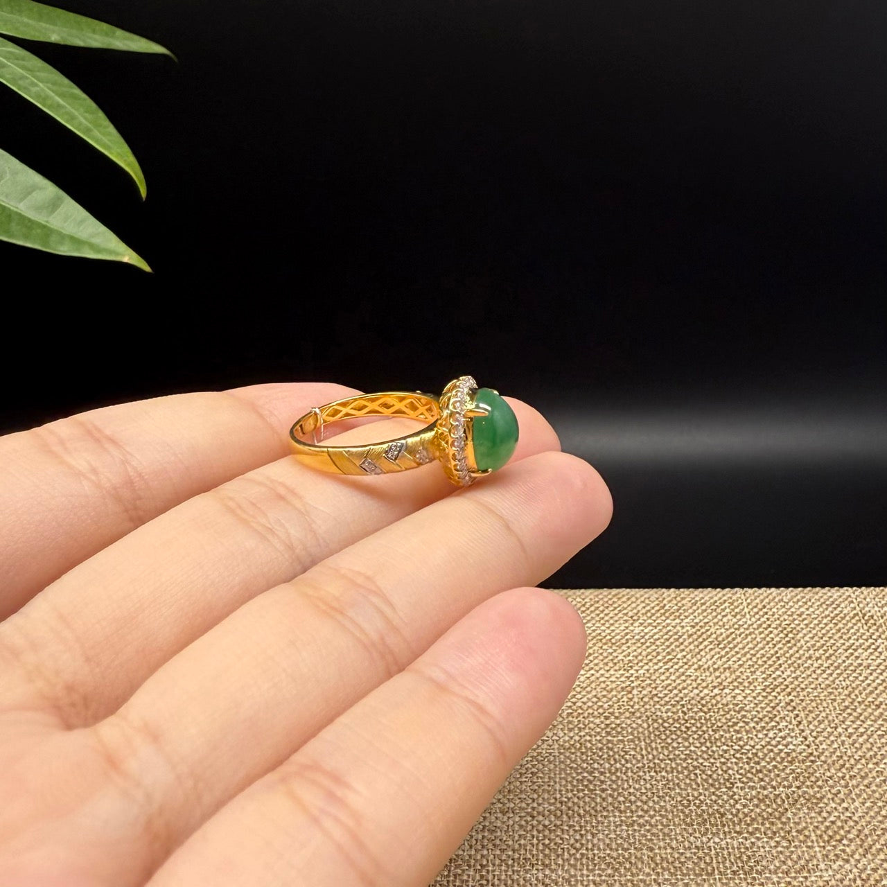 RealJade® "Signature Signet" 18K Yellow Gold Green Jadeite Jade Ring