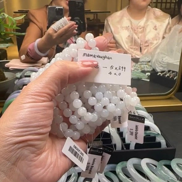 "Live" Moonlight Jadeite Jade Beads Bracelet X9 (11/22/25)