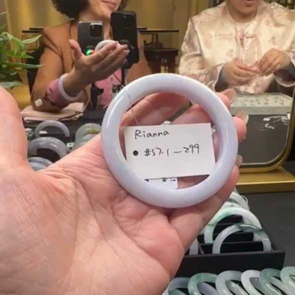 "Live" Light Lavender Jadeite Jade Half Round Bangle (11/22/25)