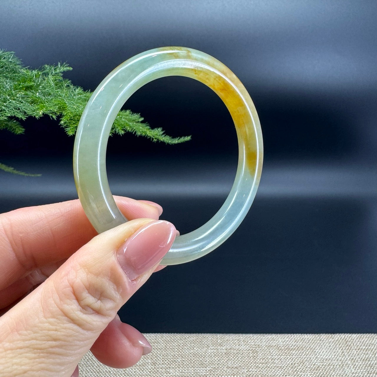 Genuine Burmese Icy Yellow Green Jade Jadeite Bangle Bracelet (51.9mm)