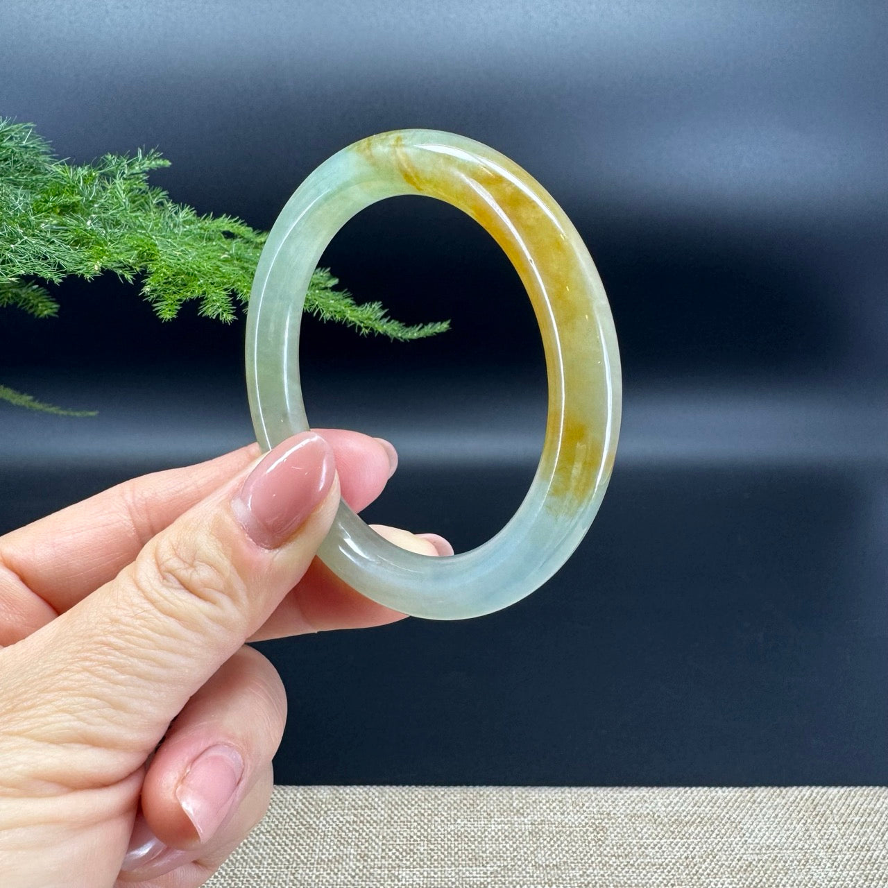 Genuine Burmese Icy Yellow Green Jade Jadeite Bangle Bracelet (51.9mm)