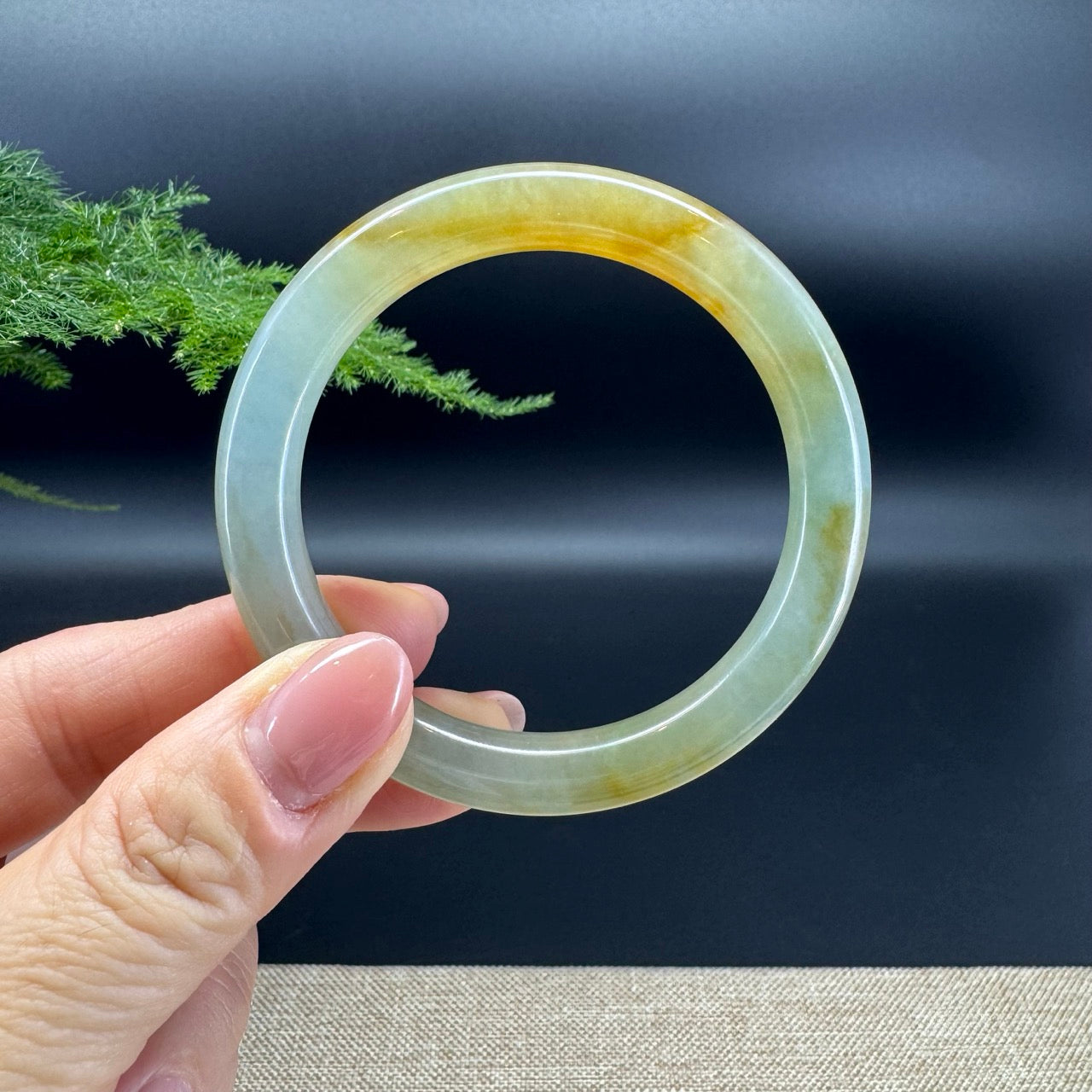 Genuine Burmese Icy Yellow Green Jade Jadeite Bangle Bracelet (51.9mm)