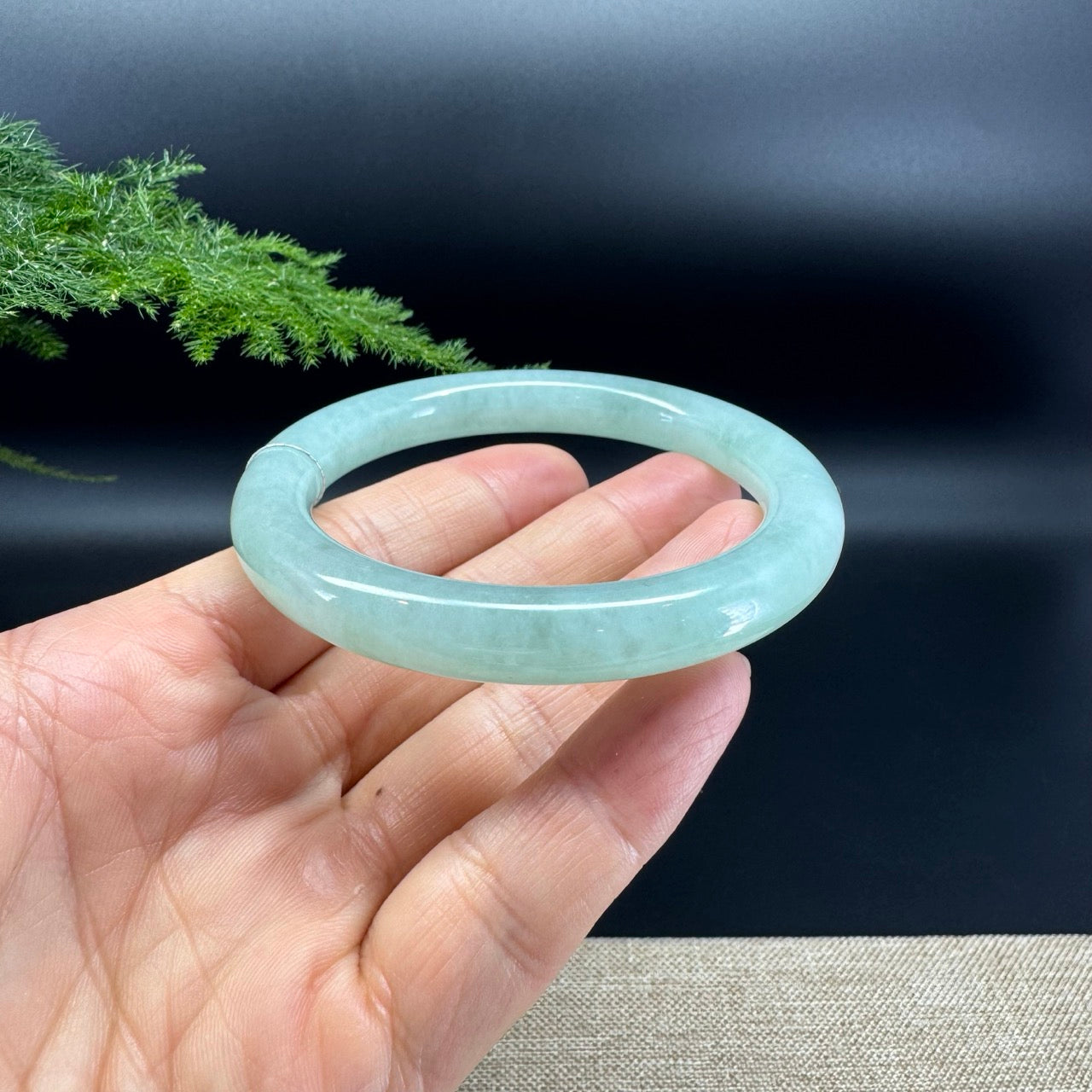 Genuine Burmese Green Jade Jadeite Bangle Bracelet (58.1mm)