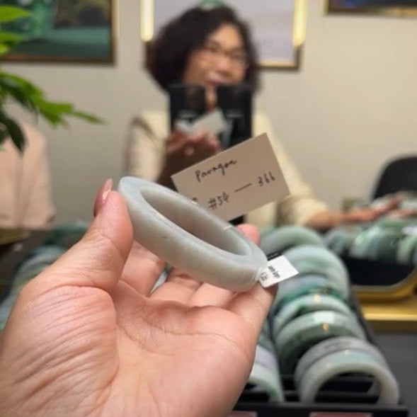 "Live" Natural Light Green Jadeite Jade Bangle (04/26/26)
