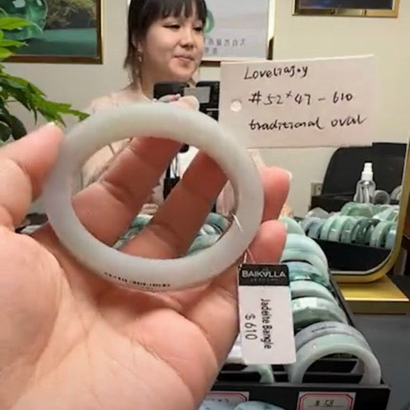 "Live" Natural Light Green Jadeite Jade Bangle (04/26/26)