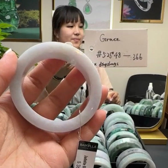 "Live" Natural Light Lavender Green Jadeite Jade Bangle (04/26/26)